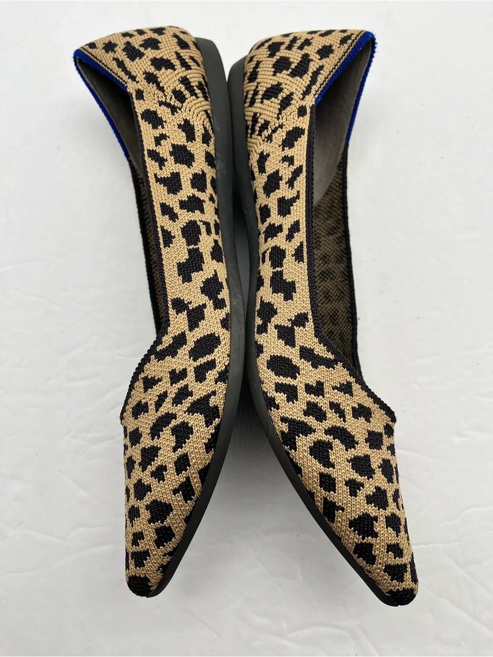Rothy's The Point Leopard Print Pointed Flats W8 Tan Black Comfort Sustainable